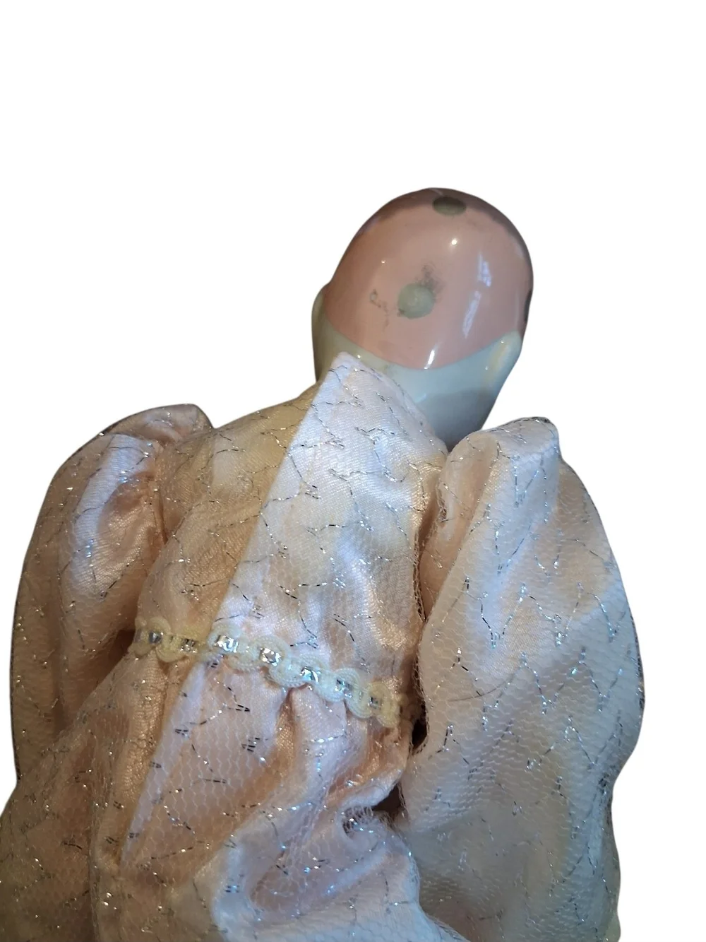 Porcelain Doll in Pale Pink Sparkle Outfit